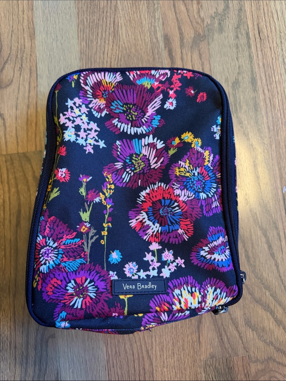 Vera Bradley Navy Floral Insulated Lunch Box with Multicolor Blooms